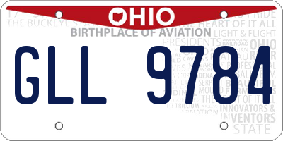 OH license plate GLL9784