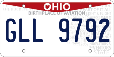 OH license plate GLL9792