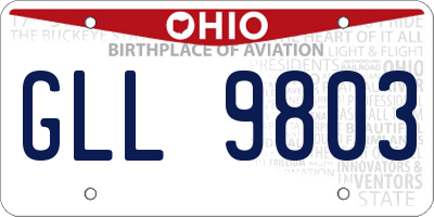 OH license plate GLL9803