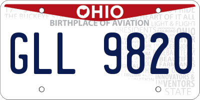 OH license plate GLL9820