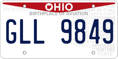 OH license plate GLL9849
