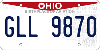 OH license plate GLL9870