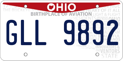 OH license plate GLL9892