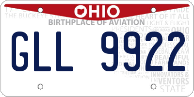 OH license plate GLL9922