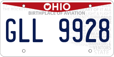 OH license plate GLL9928