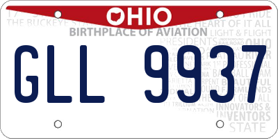 OH license plate GLL9937