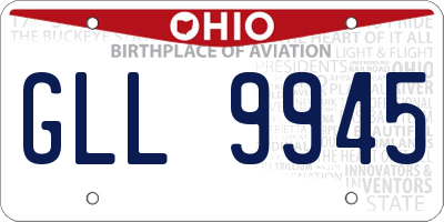 OH license plate GLL9945