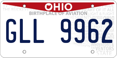 OH license plate GLL9962