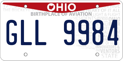 OH license plate GLL9984