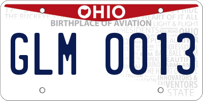OH license plate GLM0013