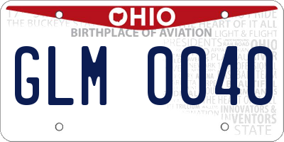 OH license plate GLM0040