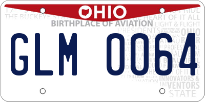 OH license plate GLM0064