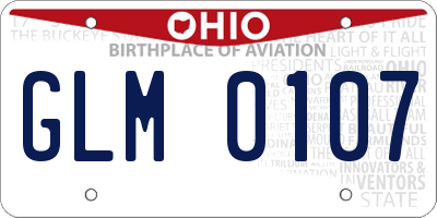 OH license plate GLM0107