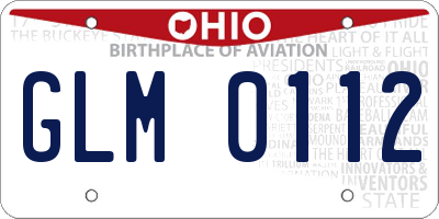 OH license plate GLM0112