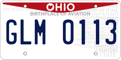 OH license plate GLM0113