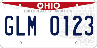 OH license plate GLM0123