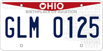 OH license plate GLM0125