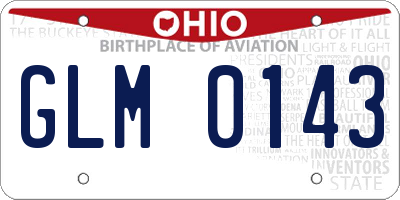 OH license plate GLM0143