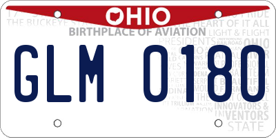 OH license plate GLM0180
