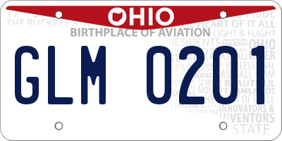 OH license plate GLM0201