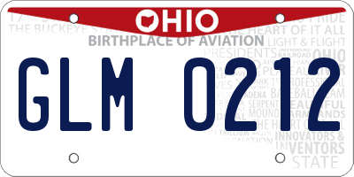 OH license plate GLM0212