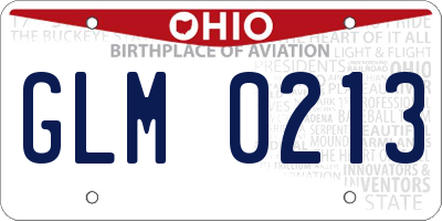 OH license plate GLM0213