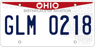 OH license plate GLM0218