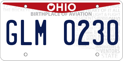 OH license plate GLM0230