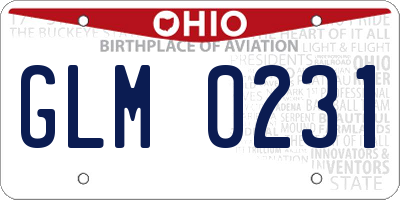 OH license plate GLM0231