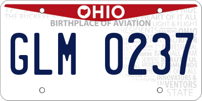 OH license plate GLM0237