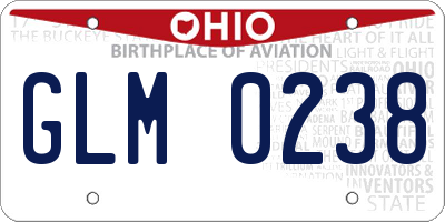 OH license plate GLM0238