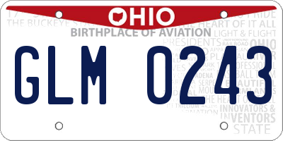 OH license plate GLM0243