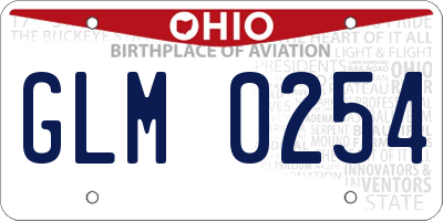 OH license plate GLM0254