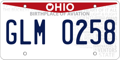 OH license plate GLM0258