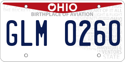 OH license plate GLM0260
