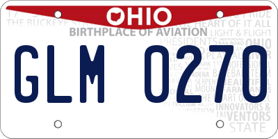 OH license plate GLM0270