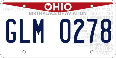 OH license plate GLM0278