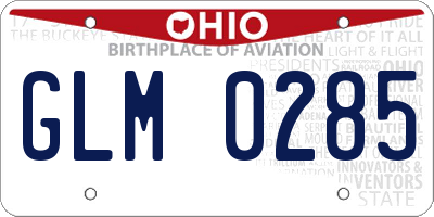 OH license plate GLM0285