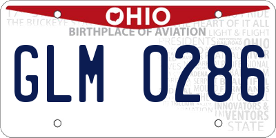 OH license plate GLM0286