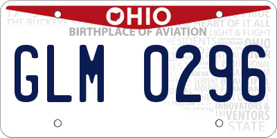 OH license plate GLM0296