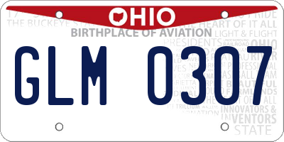 OH license plate GLM0307