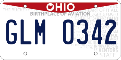 OH license plate GLM0342