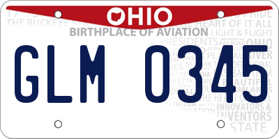OH license plate GLM0345