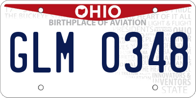 OH license plate GLM0348