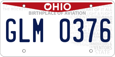 OH license plate GLM0376
