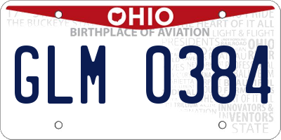 OH license plate GLM0384