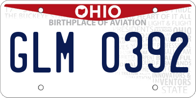 OH license plate GLM0392