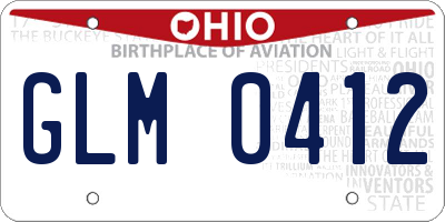 OH license plate GLM0412