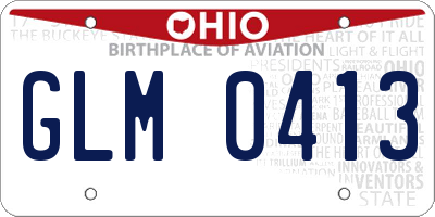 OH license plate GLM0413