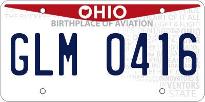 OH license plate GLM0416